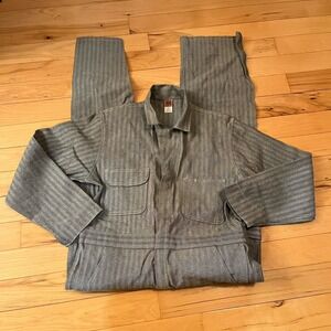 Big Ben Coveralls Salt Pepper Mens 40 Short Striped Long Sleeve‎ Cotton Denim